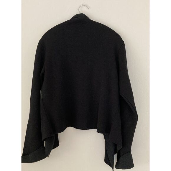 Sarah Pacini Open Front Lagenlook black Cardigan Rayon Merino Wool mixed Italy - Picture 4 of 8